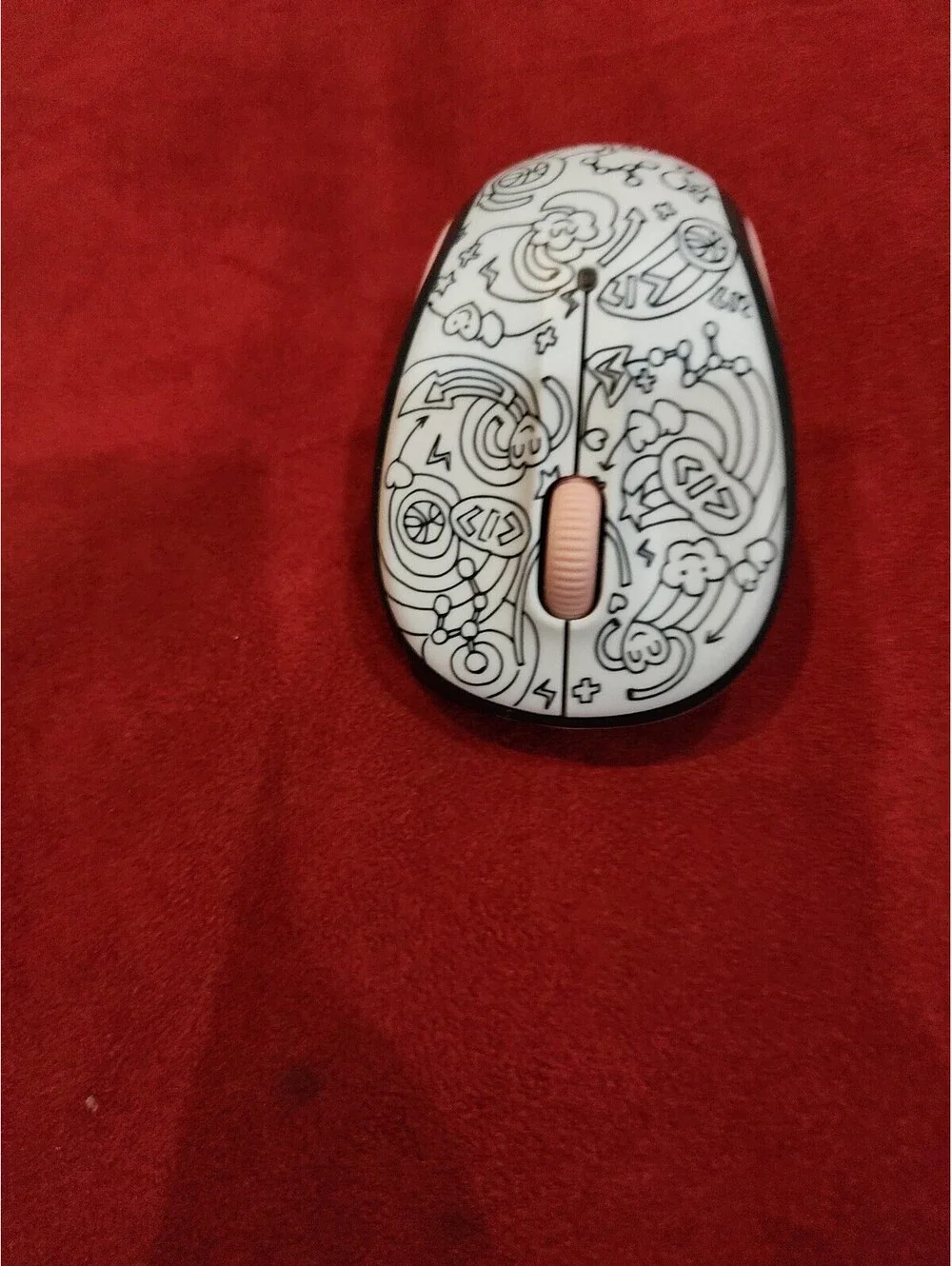 Logitech M325 M325c Wireless Optical Mouse + Dongle PINK DOODLE BRAINSTORM PEACH